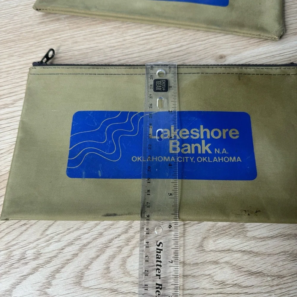 Lakeshore‎ Bank Oklahoma City, Oklahoma Zipper Money Deposit Bags Set of 2